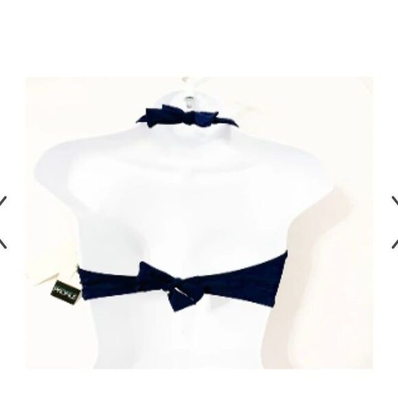 Profile by Gottex NWT Sz 32C  Navy Twist Front Halter V-Neck Bikini Top Swimsuit - Picture 9 of 10